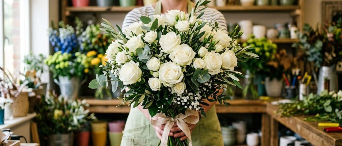 Ramo especial para el día de la madre Ramo de lirios naranjas con hojas de helecho